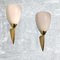 Italian Brass and Opaline Glass Sconces, 1970s, Set of 2 2