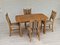 Danish Dinning Table and Chairs in Oak and Wool, 1970s, Set of 5 1