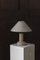Kalkstein Tischlampe mit Wollschirm, Frankreich, 1970er 9