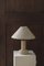 Kalkstein Tischlampe mit Wollschirm, Frankreich, 1970er 2