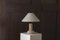 Kalkstein Tischlampe mit Wollschirm, Frankreich, 1970er 7