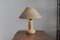 Kalkstein Tischlampe mit Wollschirm, Frankreich, 1970er 8
