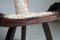 Sedia tripode brutalista in legno intagliato e pelle, inizio XX secolo, fine XIX secolo, Immagine 9