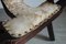 Sedia tripode brutalista in legno intagliato e pelle, inizio XX secolo, fine XIX secolo, Immagine 10