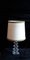 Vintage German Table Lamp with Transparent Glass Base and Cream-Colored Fabric Screen from Hoffmeister Lights, 1970s 2