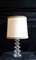 Vintage German Table Lamp with Transparent Glass Base and Cream-Colored Fabric Screen from Hoffmeister Lights, 1970s 1