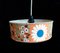 Vintage Ceiling Lamp with Colored Fabric Screen with Flower Decor and Plastic Difusor, 1970s 4