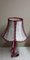 Lámpara de mesa belga vintage con base de vidrio Undertaking Block rojo y paraguas de tela blanca con bordes rojos de Christalleries De Val St Lambert, años 70, Imagen 2