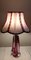 Lampada da tavolo vintage con base in vetro rosso e ombrello in tessuto bianco con bordi rossi di Christalleries De Val St Lambert, anni '70, Immagine 7