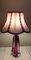 Vintage Belgian Table Lamp with Red Undertaking Block Glass Foot & White Fabric Umbrella with Red Edges of Christalleries De Val St Lambert, 1970s, Image 7