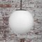 Mid-Century Pendant Light in White Opaline Glass with Iron Top 5