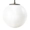 Mid-Century Pendant Light in White Opaline Glass with Iron Top 1