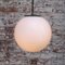 Mid-Century Pendant Light in White Opaline Glass with Iron Top 4