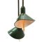 Vintage American Double Ceiling Lamp in Green Enamel 2