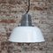 Lampe à Suspension Industrielle Vintage en Émail Blanc et Fonte d'Aluminium 5