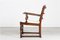 Danish Brutalist Sculptural Handcrafted Lounge Chair in Oak with Leather, 1940s 4