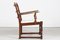 Danish Brutalist Sculptural Handcrafted Lounge Chair in Oak with Leather, 1940s 3