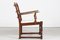 Danish Brutalist Sculptural Handcrafted Lounge Chair in Oak with Leather, 1940s, Image 3