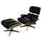 Fauteuil et Ottomane Eames en Palissandre et Cuir Noir de Herman Miller, 1960s, Set de 2 1