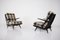 Upholstered Lacquered Cedar Lounge Chairs, 1950s, Set of 2 8