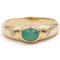 Vintage 14k Yellow Gold Cabochon Emerald and Diamond Ring, 1970s, Image 1