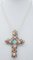 Pendentif Croix en Or et Argent 14 Kt avec Diamants, Saphirs et Turquoise, 1950s 4