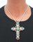 14 Kt Gold and Silver Cross Pendant with Diamonds, Sapphires and Turquoise., 1950s 6