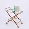 Italian Serving Bar Cart in Brass and Red Wood attributed to Cesare Lacca, 1950s 14