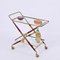 Italian Serving Bar Cart in Brass and Red Wood attributed to Cesare Lacca, 1950s 11