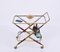Italian Serving Bar Cart in Brass and Red Wood attributed to Cesare Lacca, 1950s, Image 5