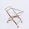Italian Serving Bar Cart in Brass and Red Wood attributed to Cesare Lacca, 1950s 4
