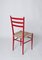 Chaises Chiavarine en Hêtre Teinté Rouge et Corde de Bambou, Italie, 1950s, Set de 4 7