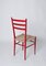 Chiavarine Chairs in Red Stained Beech and Bamboo Rope, Italy, 1950s, Set of 4 7