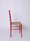 Chiavarine Chairs in Red Stained Beech and Bamboo Rope, Italy, 1950s, Set of 4, Image 5