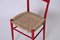Chiavarine Chairs in Red Stained Beech and Bamboo Rope, Italy, 1950s, Set of 4 10