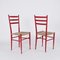 Chiavarine Stühle aus rot gebeizter Buche & Bambusseil, Italien, 1950er, 4er Set 8