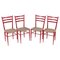 Chiavarine Chairs in Red Stained Beech and Bamboo Rope, Italy, 1950s, Set of 4 15