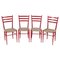 Chaises Chiavarine en Hêtre Teinté Rouge et Corde de Bambou, Italie, 1950s, Set de 4 1