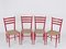 Chiavarine Chairs in Red Stained Beech and Bamboo Rope, Italy, 1950s, Set of 4 17