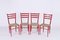Chiavarine Chairs in Red Stained Beech and Bamboo Rope, Italy, 1950s, Set of 4 16