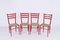 Chiavarine Chairs in Red Stained Beech and Bamboo Rope, Italy, 1950s, Set of 4, Image 16