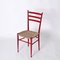 Chiavarine Chairs in Red Stained Beech and Bamboo Rope, Italy, 1950s, Set of 4 4