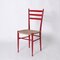 Chiavarine Chairs in Red Stained Beech and Bamboo Rope, Italy, 1950s, Set of 4 3