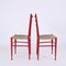 Chiavarine Chairs in Red Stained Beech and Bamboo Rope, Italy, 1950s, Set of 4 9