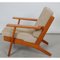 GE-290 Sessel aus lackiertem Nussholz & beigefarbenem Stoff von Hans Wegner für Getama 12