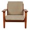 GE-290 Lounge Chair in Lacquered Nut Wood and Beige Fabric by Hans Wegner for Getama, Image 1