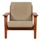 GE-290 Lounge Chair in Lacquered Nut Wood and Beige Fabric by Hans Wegner for Getama, Image 1