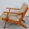 GE-290 Lounge Chair in Lacquered Nut Wood and Beige Fabric by Hans Wegner for Getama, Image 3