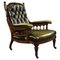 Victorian Armchair in Mahogany and Leather, 1880, Image 1