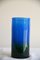 Vaso cilindrico in vetro blu e verde di John Orwar Lake Ekenas, Svezia, Immagine 1